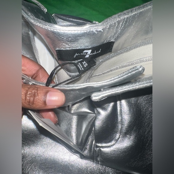 NWT 7 For All Mankind Silver Metallic Pencil Skirt size XS - Picture 5 of 9